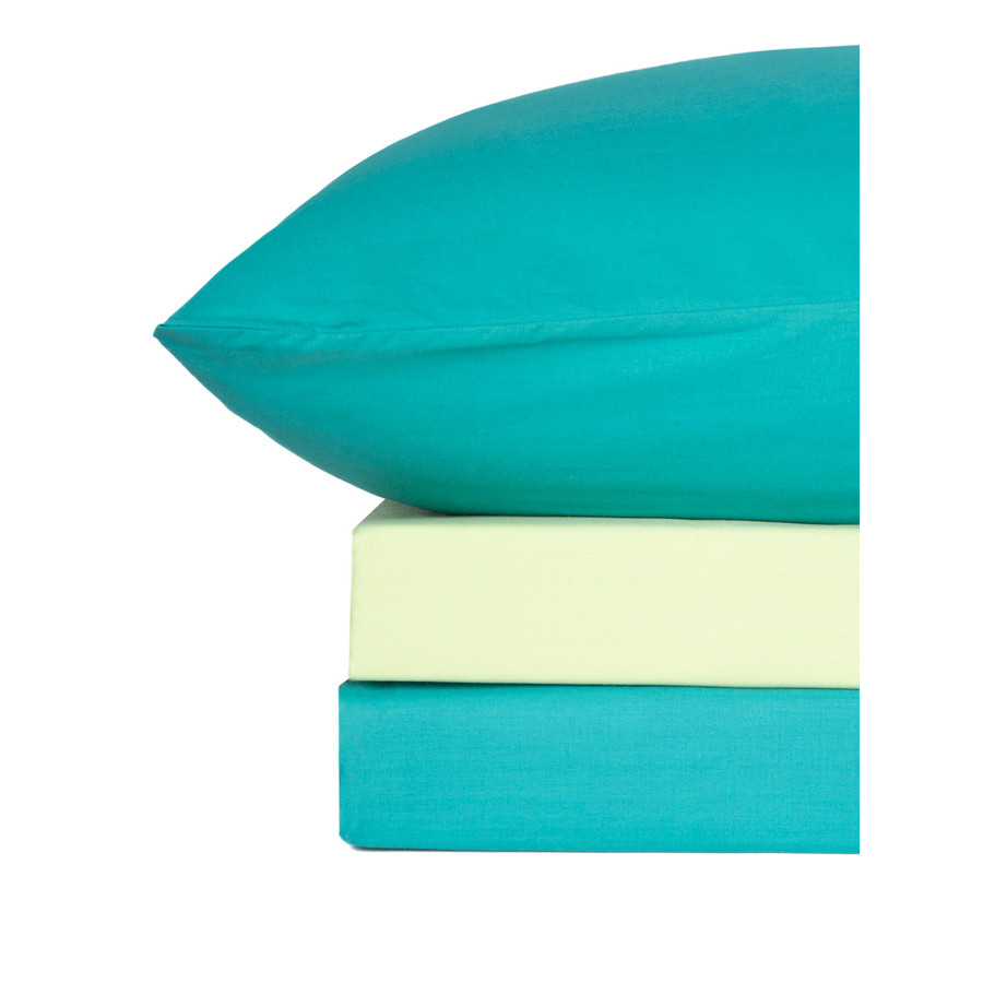 Σετ Σεντόνια Μονά Δίχρωμα (160x250) 50%βαμ-50%πολ Sunshine Menta Double 206 Πετρόλ-Πράσινο