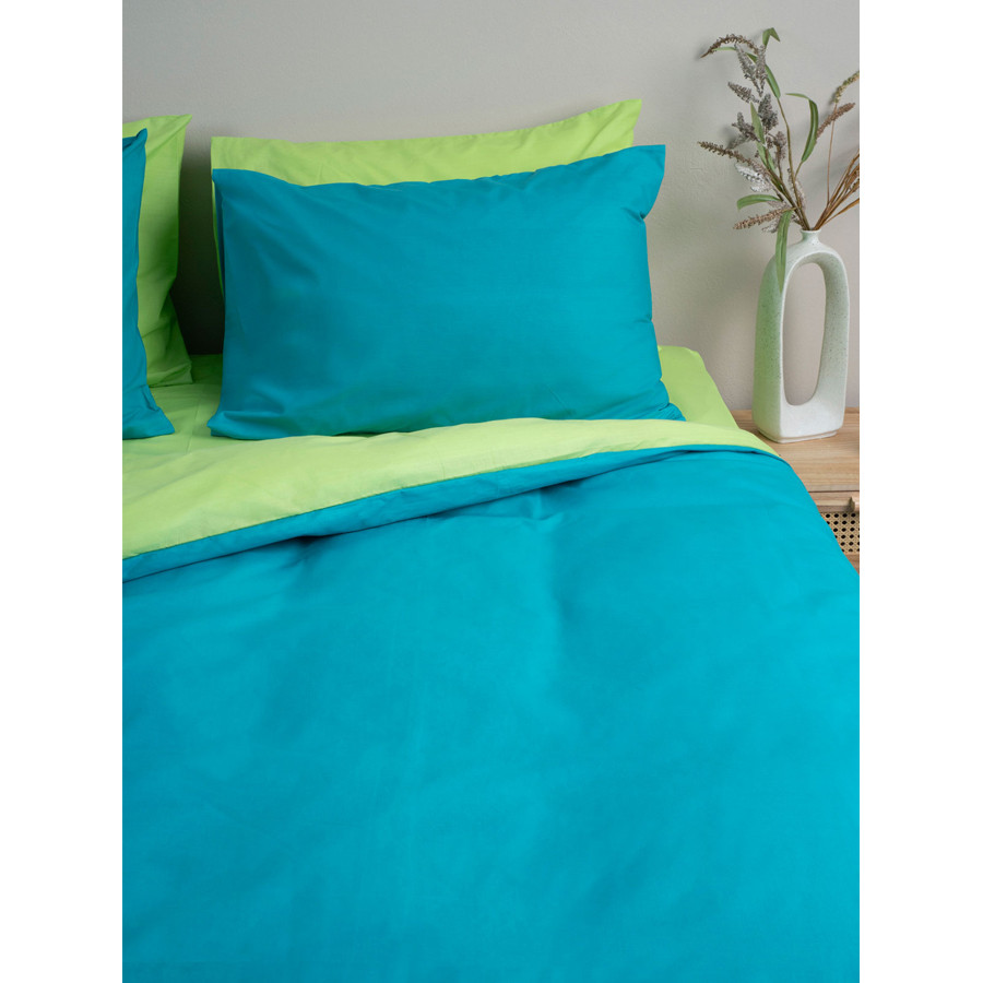 Παπλωματοθήκη Υπέρδιπλη Δίχρωμη (230x250) 50%βαμ-50%πολ Sunshine Menta Double 206 Πετρόλ-Πράσινο