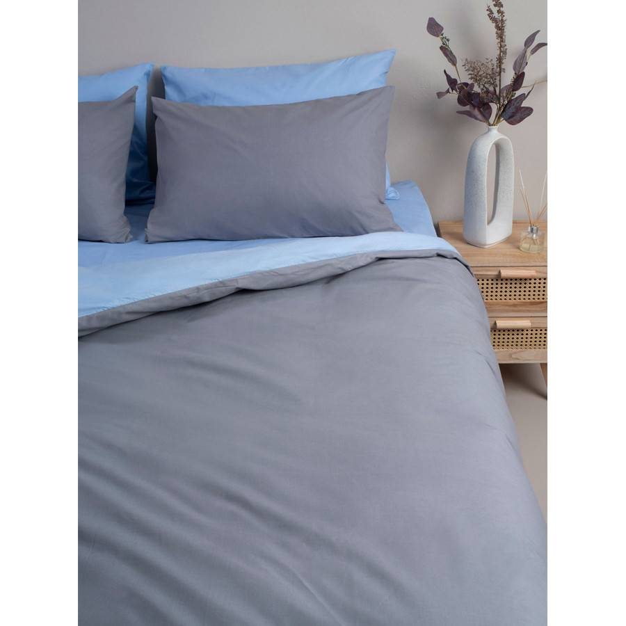 Παπλωματοθήκη Μονή Δίχρωμη (170x250) 50%βαμ-50%πολ Sunshine Menta Double 207 Γκρι-Γαλάζιο