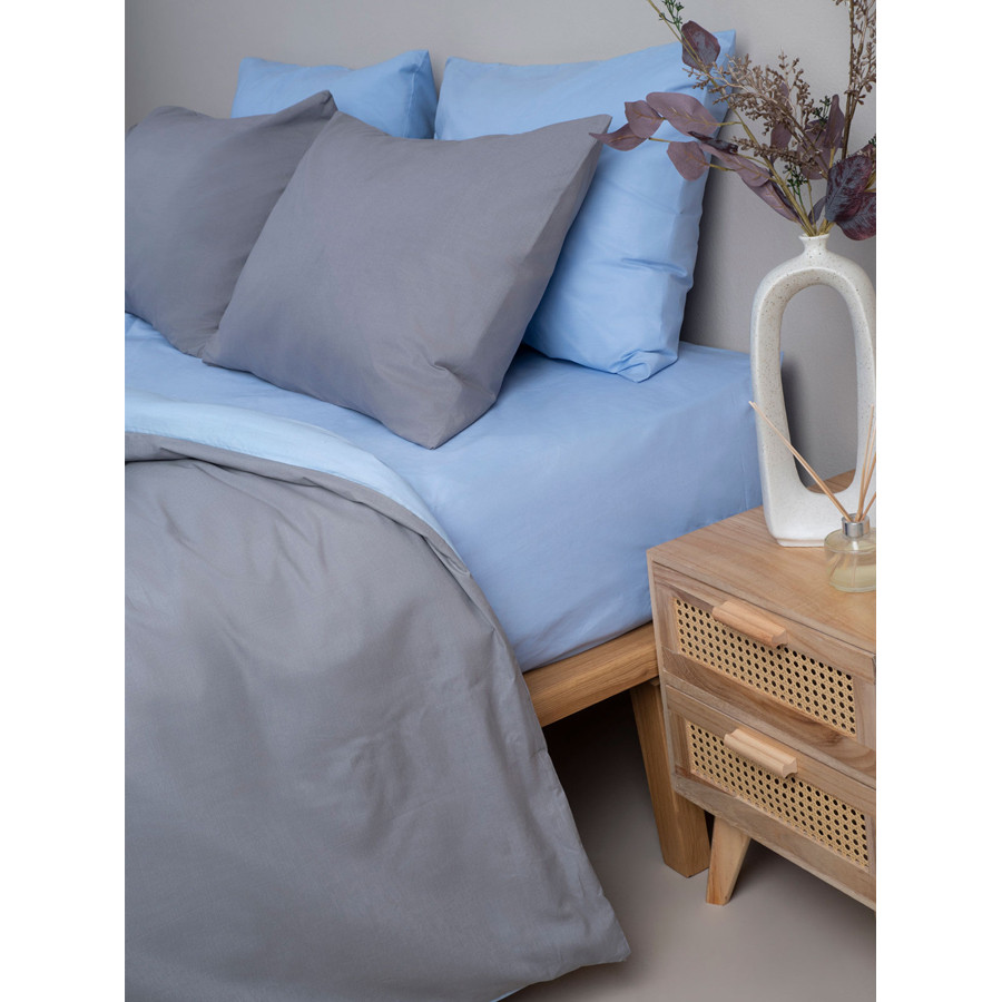 Σετ Σεντόνια Μονά Δίχρωμα (160x250) 50%βαμ-50%πολ Sunshine Menta Double 207 Γκρι-Γαλάζιο