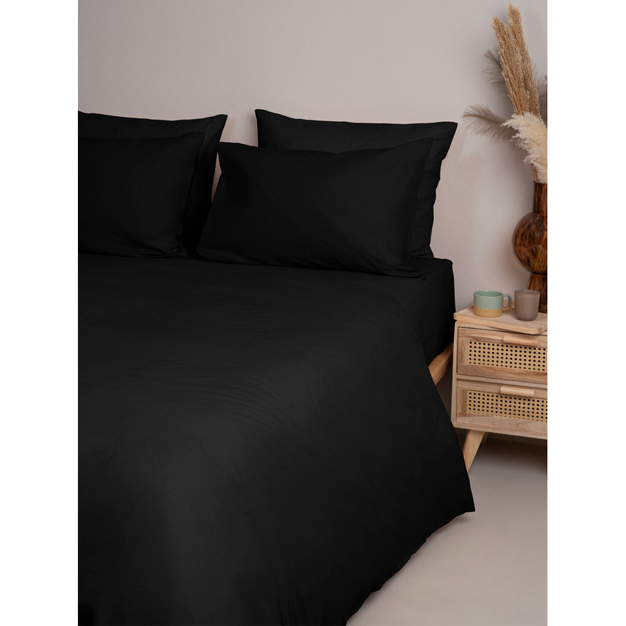 Σετ Σεντόνια Μονά Μονόχρωμα (160x250) 50%βαμ-50%πολ Sunshine Menta Double 208 Μαύρο