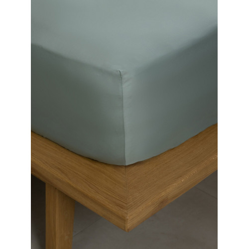 Κατωσέντονο Διπλό με Λάστιχο (160x200+40) Βαμβακοσατέν 300 Κλωστών Μονόχρωμο Sunshine Omnia Aqua