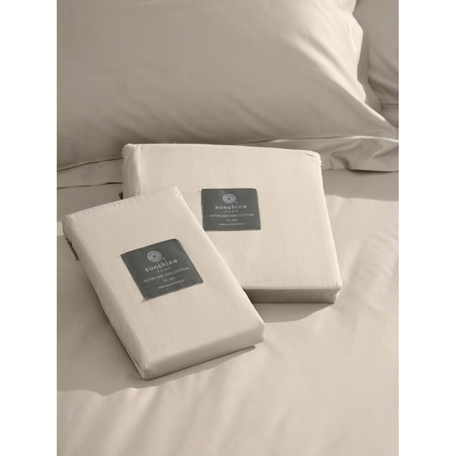 Παπλωματοθήκη Υπέρδιπλη (220x240) Βαμβακοσατέν 300 Κλωστών Sunshine Omnia Beige