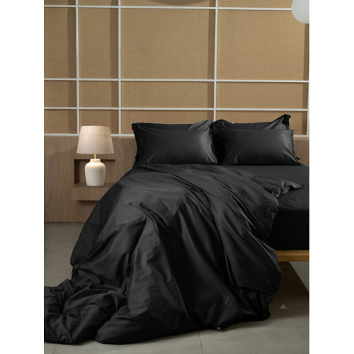 Παπλωματοθήκη Υπέρδιπλη (220x240) Βαμβακοσατέν 300 Κλωστών Sunshine Omnia Black