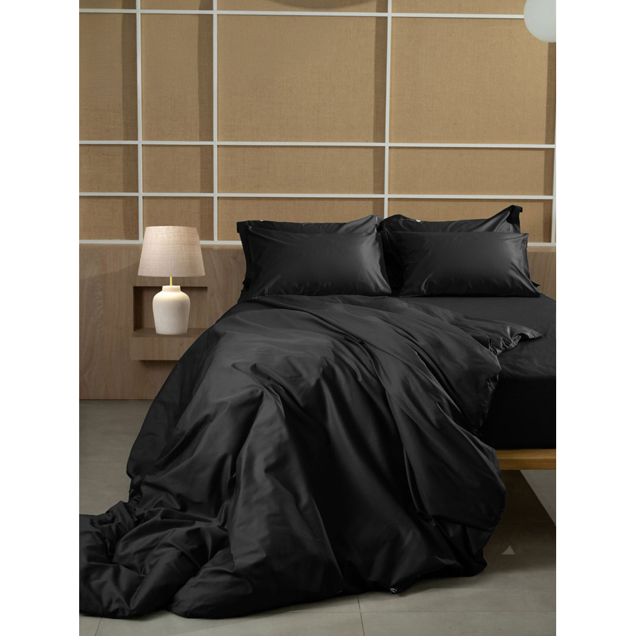 Παπλωματοθήκη Υπέρδιπλη (220x240) Βαμβακοσατέν 300 Κλωστών Sunshine Omnia Black