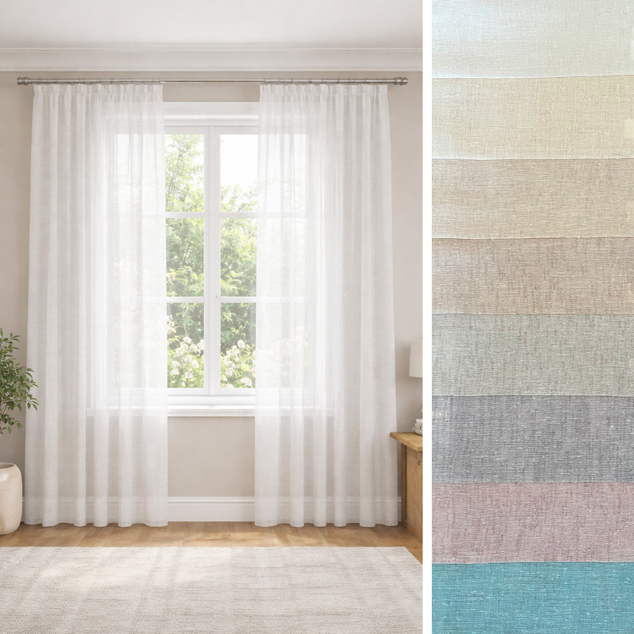 Έτοιμη Κουρτίνα Γάζα Ρουστίκ με Τρέσσα (145x260) Ημιδιάφανη Newhome ΛΚ6003 Μπεζ