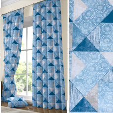 Έτοιμες Κουρτίνες με γεωμετρικά σχέδια Newhome Eider Azul με τρέσσα