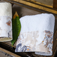 Πετσέτες προσώπου με φάσα υφασμάτινη Borea Smart 53517 Λευκό & Εκρού