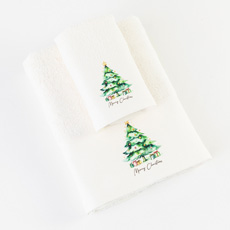 Σετ Πετσέτες 2τεμ Χριστουγεννιάτικες Borea Christmas Tree Εκρού
