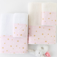 Σετ πετσέτες 2 τεμαχίων Bebe Borea Stardust Ροζ σε Λευκό και Εκρού