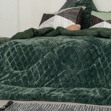 Κουβερτοπαπλώματα Μονά, Υπέρδιπλα και King Size Flannel Sherpa Palamaiki Nadine/2 Green