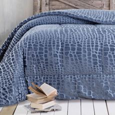 Κουβερτοπαπλώματα Μονά και Υπέρδιπλα Jacquard Flannel Rythmos Croco Blue