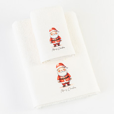 Σετ Πετσέτες 2τεμ Χριστουγεννιάτικες Borea Santa Claus Εκρού