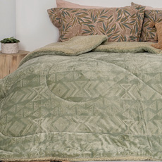 Κουβερτοπαπλώματα Μονά, Υπέρδιπλα Flannel Sherpa Palamaiki Memphis Khaki
