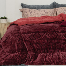 Κουβερτοπαπλώματα Μονά, Υπέρδιπλα Flannel Sherpa Palamaiki Memphis Berry