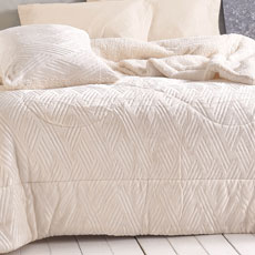 Κουβερτοπαπλώματα Jacquard Flannel με Sherpa Rythmos Lotus Ecru