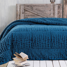 Κουβερτοπαπλώματα Μονά και Υπέρδιπλα Jacquard Flannel Rythmos Croco Blue