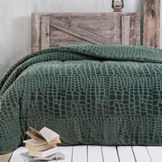 Κουβερτοπαπλώματα Μονά και Υπέρδιπλα Jacquard Flannel Rythmos Croco Green