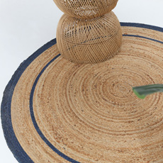 Χαλιά Στρογγυλά διαμέτρου 1,20μ και 1,60μ με φυσική γιούτα Royal Carpet Sombrero 483 590 Blue