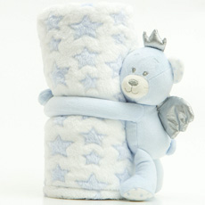 Κουβέρτα Αγκαλιάς Μπεμπέ (Bebe) με Διακοσμητικό κουκλάκι Borea Angel Bear Γαλάζιο