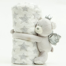 Κουβέρτα Αγκαλιάς Μπεμπέ (Bebe) με Διακοσμητικό κουκλάκι Borea Angel Bear Γκρι