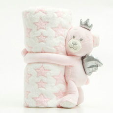 Κουβέρτα Αγκαλιάς Μπεμπέ (Bebe) με Διακοσμητικό κουκλάκι Borea Angel Bear Ροζ
