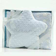 Κουβέρτα Αγκαλιάς Μπεμπέ (Bebe) με Διακοσμητικό Μαξιλάρι Αστέρι σε Κουτί Borea Αστεράκι Σιέλ
