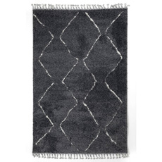 Χαλιά 160x230, 200x290 Ανάγλυφα Saggy με Κρόσσι Πλεξούδα Ezzo Soffice B600AX2 Anthracite
