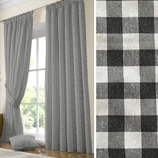 Έτοιμη Κουρτίνα Newhome Καρώ Γκρι Zafiro Gris με τρέσσα