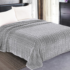 Κουβέρτες Μονές Ανάγλυφες Fleece Newhome Knitted Ανθρακί