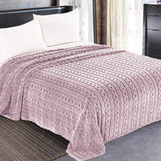 Κουβέρτες Μονές Ανάγλυφες Fleece Newhome Knitted Ροζ